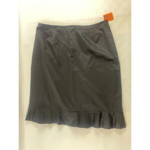 Ross Tube Skirt Women's Size 14 Petite Black Knee Length Lined Ruffle Hem NWT
